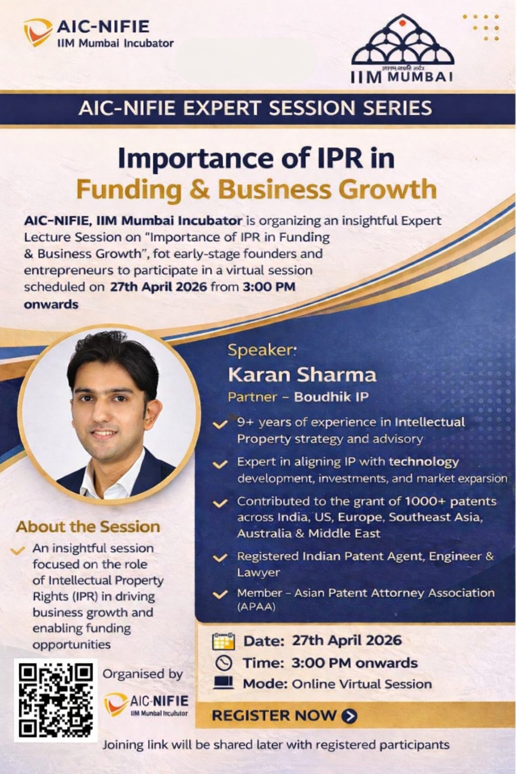 Expert Lecture Session | Importance of IPR in Funding & Business Growth with Karan Sharma
